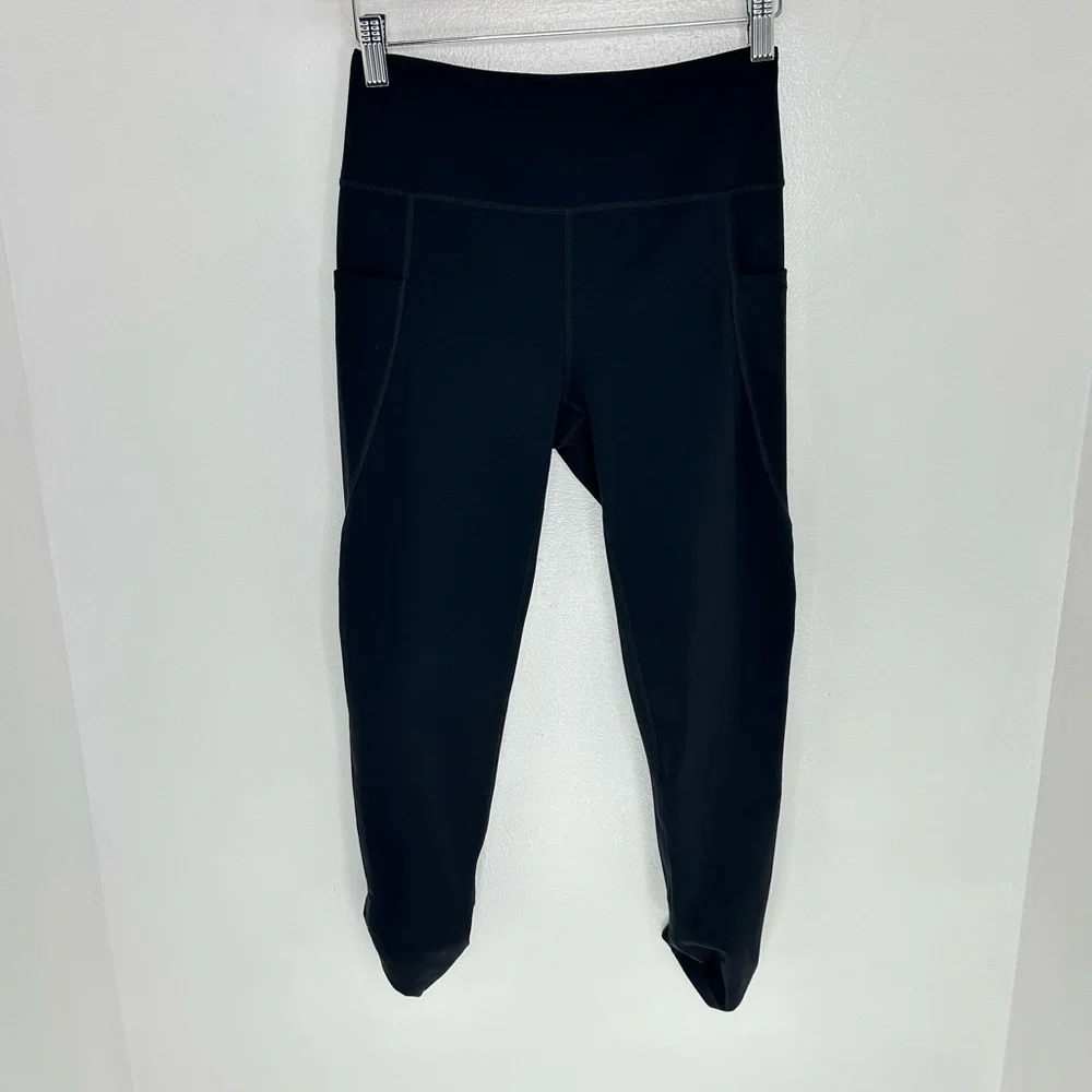 Free People FP Movement‎ Leggings Womens Small Black Yoga Pockets Travel 24x23.5